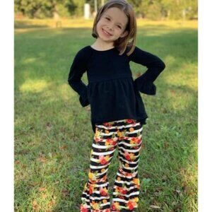 Adorable Girl's 6-12 months Solid Black Criss-Cross back Ruffled sleeve shirt